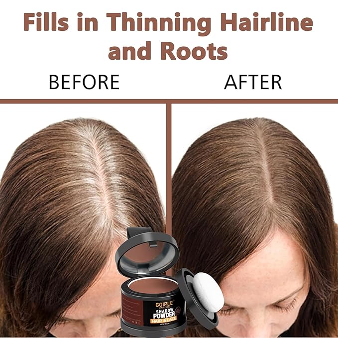 Root Cover Up Powder for Women - 3Pcs Dark Brown Hairline Powder for Bald Spots, Eyebrows, Beard Line, Light-Blonde Hair Fibers for Thinning Hair Shadow Powder