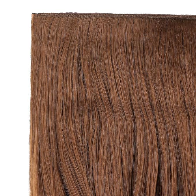 REECHO 16" 1-Pack 3/4 Full Head Curly Wavy Clips in on Synthetic Hair Extensions HE008 Hairpieces for Women 5 Clips 3.9 Oz per Piece - Linen