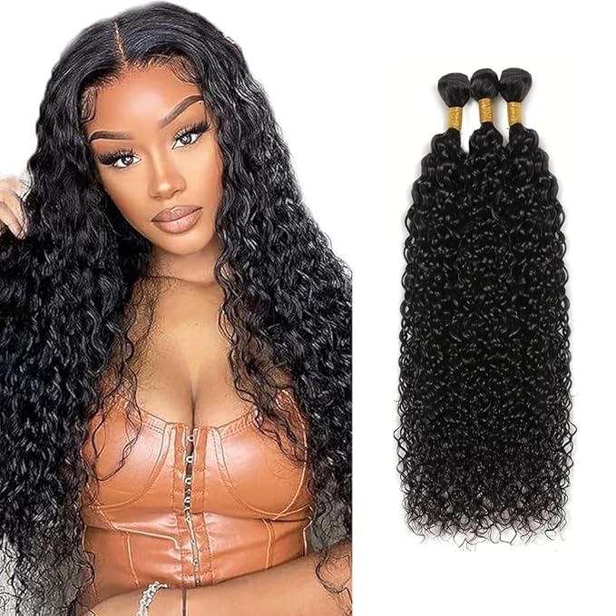 22 24 26 inch Curly Bundles Human Hair Kinky Curly Bundles Wet and Wavy Human Hair Bundle Double Weft #1B Color 150g