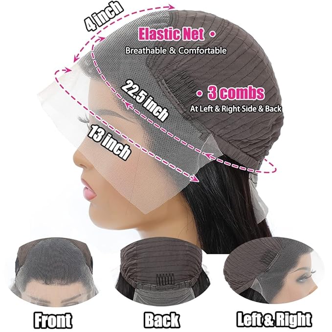 Manorshen Deep Wave Lace Front Wigs Human Hair 13x4 Lace Frontal Wigs for Women Glueless Transparent Lace 180% Density Wigs Pre Plucked with Baby Hair Natural Hairline