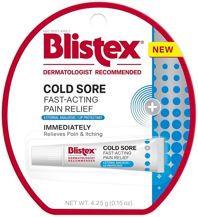 Blistex Cold Sore Fast-Acting Pain Relief Maximum Strength Lidocaine Formula – Cold Sore Symptom Relief Cream – Provides Immediate Relief- 1 Count, 4.25g/0.15oz