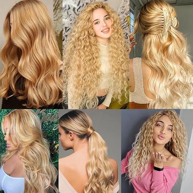 613 Bundles Blonde Deep Wave Human Hair 3 Bundles 16 18 20 inch P27/613 Bundle Human Hair #27 Wet and Wavy Bundle