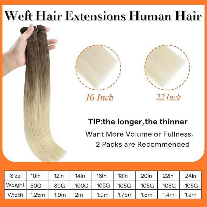 Full Shine Sew In Hair Extensins Real Human Hair Weft Hair Extensions Human Hair Soft Silky Hair Color Ash Brown To Platinum Blonde Extensions Soft Straight Hair 20 Inch 105G