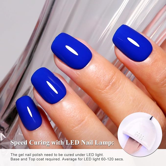 Imtiti Neon Blue Gel Nail Polish, 1Pcs Royal Navy Blue Soak Off UV LED Gel Polish, Long Lasting Manicure Salon DIY at Home for Autumn and Winter (0.34 Fl Oz-1912)