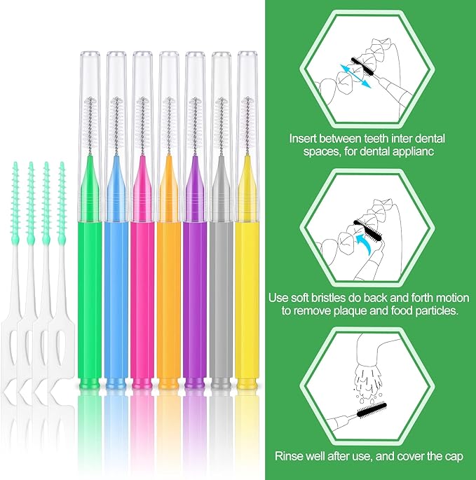 Zopeal 250 Pcs Interdental Brush for Braces Disposable Braces Flossers Dental Picks Floss Toothpick Dental Teeth Flossing Head Oral Hygiene Flosser Toothpick Soft Cleaning Tool (Lovely Color)