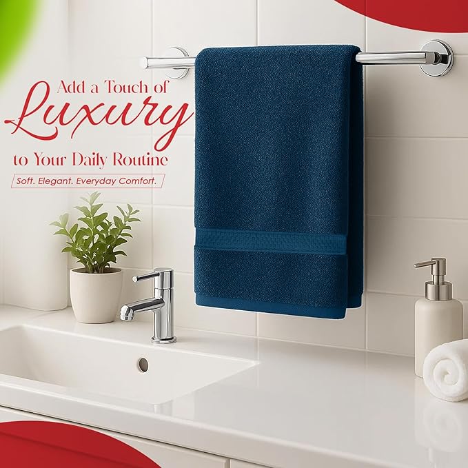 RIVERSIDE 6 Pack Premium Hand Towels Set, 16x28 inches, 100% Ring Spun Cotton, 600 GSM, Soft, Quick Dry and Highly Absorbent, Towels for Bathroom, Kitchen, Gym, Spa - Blue Opal