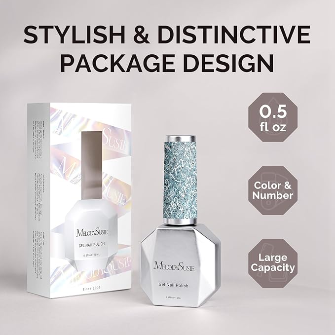 MelodySusie Snowflake Blue Glitter Gel Polish,0.5fl oz Nails Soak Off UV LED Lake Blue Shimmer Sparkle Gel Polish Gift for Women Nail Art Manicure Salon DIY Nail Design Decoration at Home-1752