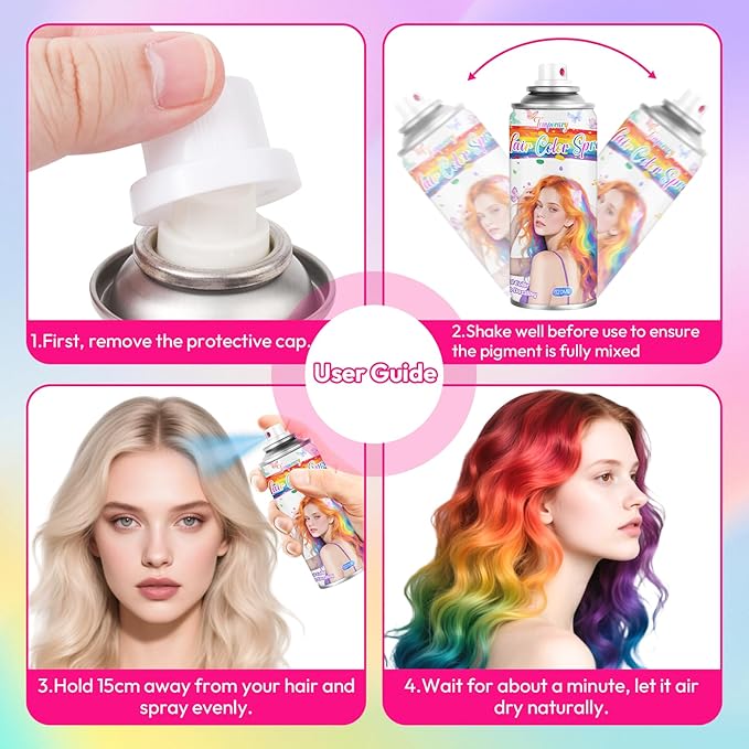Purple Temporary Hair Color Spray for Kids & Women- Washable Root Touch Up Hair Dye, Non-Sticky Hair Wax for Christmas,Cosplay,Parties (120ML, Purple)
