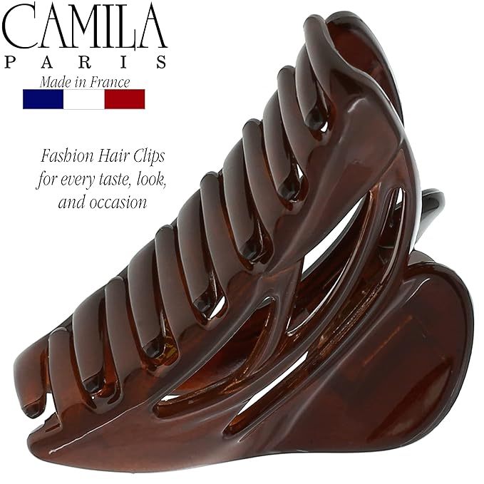 Camila Paris CP3437 French Hair Clip for Women, Small Dolphin Brown, Girls Hair Claw Clips Jaw Fashion Durable and Styling Hair Accessories for Women, Strong Hold No Slip Grip Made in France