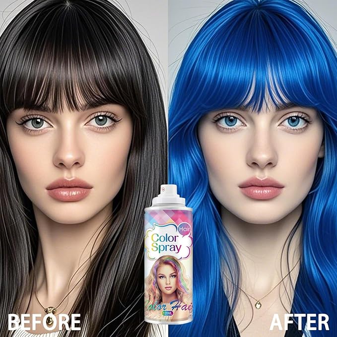 Temporary Hair Color Spray for Women and Girls, Temporary Hair Color Wax, Natural Hair Coloring Strong Style Gel Cream Hair Dye Spray for Halloween, DIY, Cosplay, Party (Blue, Large)