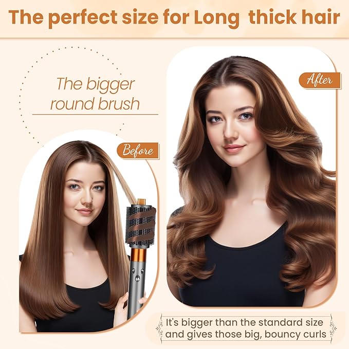 Upgraded Large Round Volumizing Brush for Dyson Airwrap HS01/05/08 Attachments, 3.3-Inch Bigger Round Brush Attachment Compatible with Airwrap Accessory for Dry Fast Smooth Add Big Volume