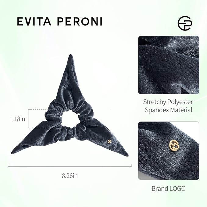 Evita Peroni Winter Velvet Scrunchie - Triangle Hair Scrunchies for Women - Soft Stretchy Hair Ties - Elegant Hair Accessories with Luxe Gift Box (Brown)