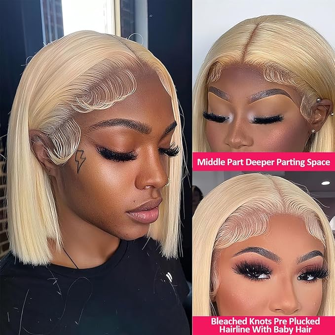 613 Bob Wig Human Hair 13x4 8Inch Lace Front Wigs Human Hair Pre Plucked 200 Density Glueless Brazilian Virgin Lace Frontal Wigs for Women