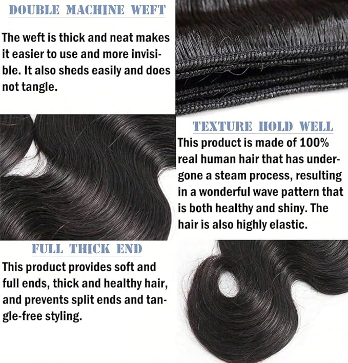 12A Human Hair Bundles 26 28 30 32 Inch Body Wave Bundles Human Hair 100% Unprocessed Brazilian Virgin Quick Weave Natural Black