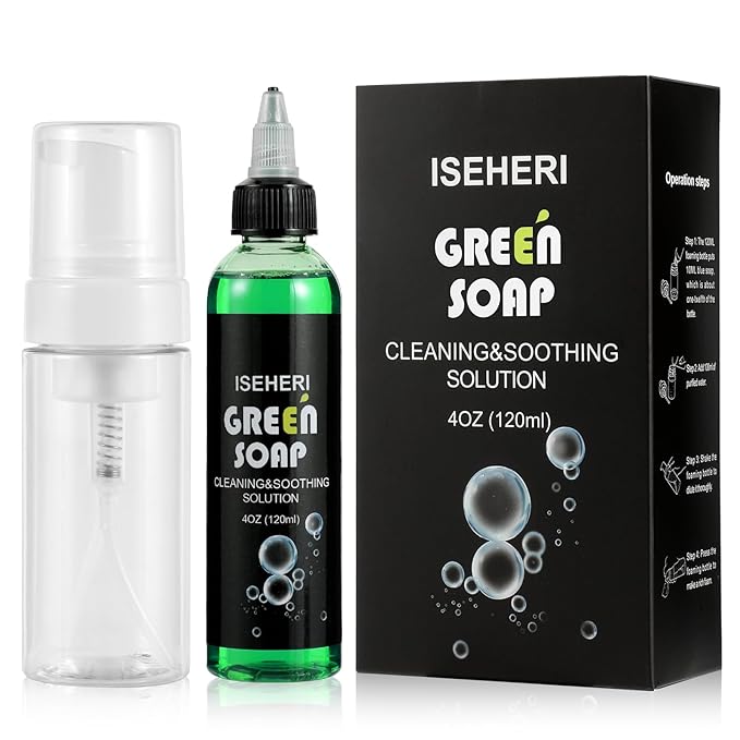 Ultra Concentrated Green Soap Tattoo 4OZ with Foaming Bottle 120ml, Green Soap Tattoo Supplies for Tattoos Piercings, Clean Skin Equipment