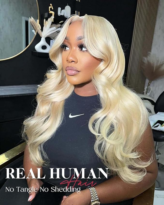 613 Lace Front Wig Human Hair 13x4 Blonde Body Wave Hd Transparent Lace Frontal Wigs Human Hair Pre Plucked With Baby Hair 180% Density Blonde Glueless Wigs Human Hair 20 Inch