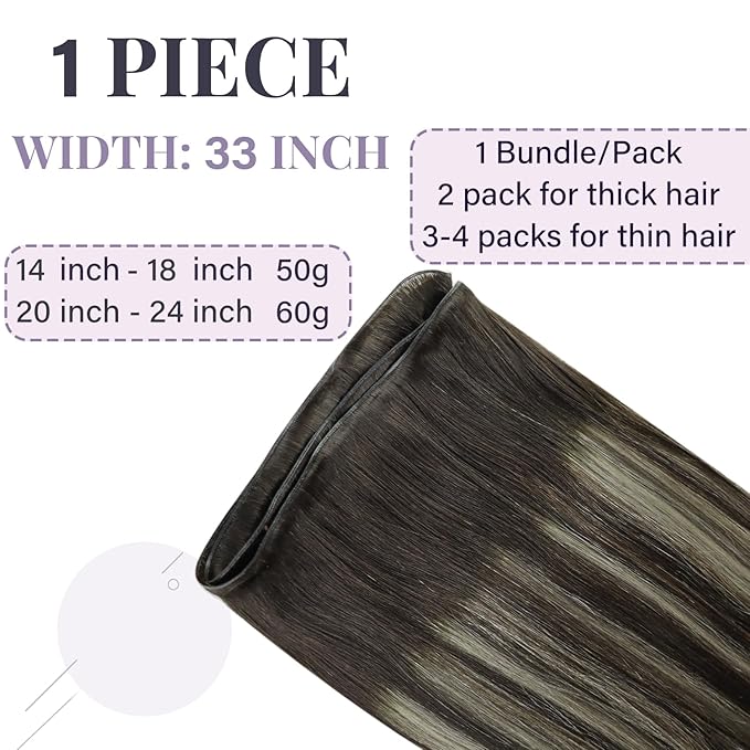 Fshine Genius Weft Hair Extensions Human Hair Weave Real for Women Dark Brown Balayage Blonde Sew in Hair Genius Weft Natural 22 Inch 60g