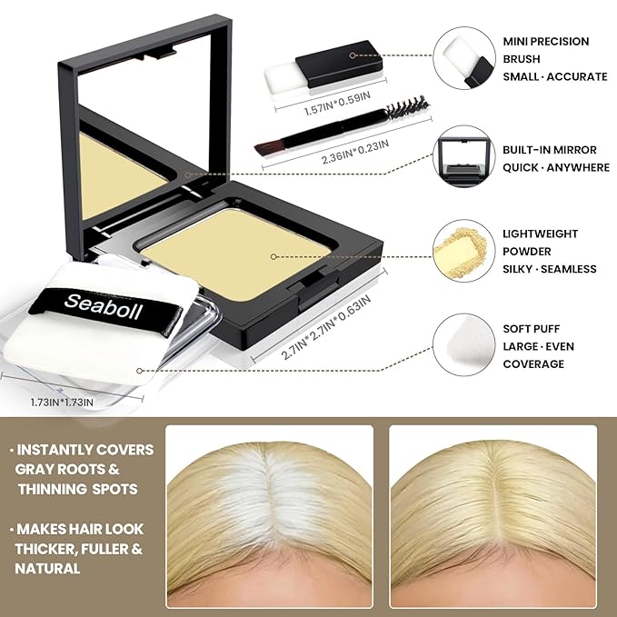 Instant Hairline Powder-0.42oz Root Touch Up Hair Color for Gray Hair Coverage, Scalp Concealer Shadow Powder Hair Fillers for Thinning Hair Bald Spot Cover Up, Beard Filler, Women & Men-Light Blonde