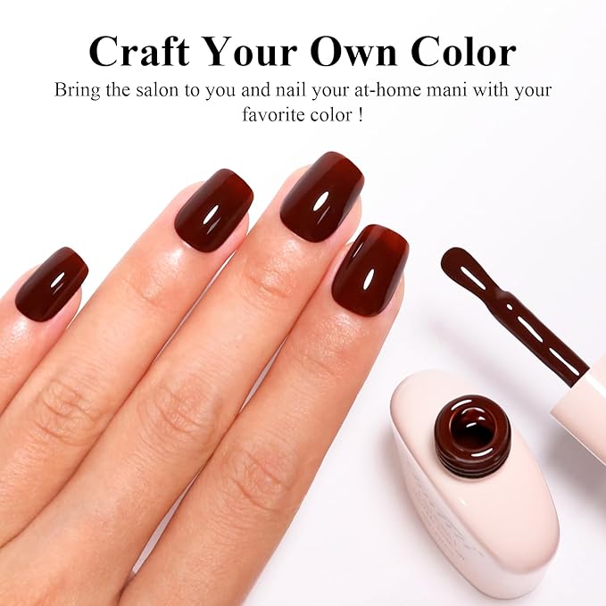 Imtiti Brown Gel Nail Polish, 1Pcs Maroon Chestnut Brown Gel Polish for Autumn and Winter DIY at Home(0.34 Fl Oz-1917)