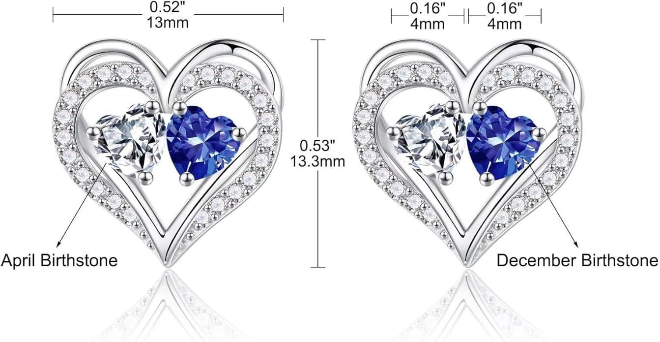 Iefil Christmas Gifts for Women Wife - 925 Sterling Silver Birthstone Earrings, Anniversary Birthday Gifts for Women Wife Girlfriend Mom