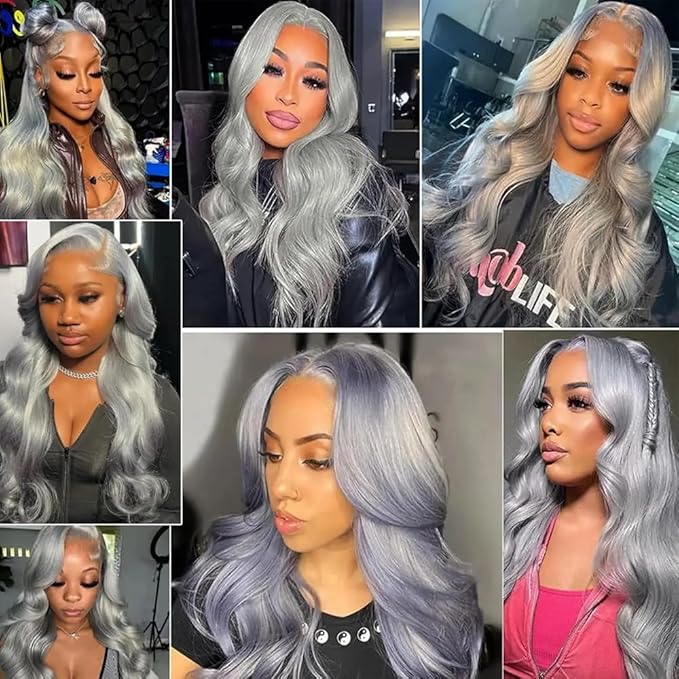 Grey Human Hair Bundles Silver Body Wave Bundles 22 24 26 inch Gray Body Wave Bundle
