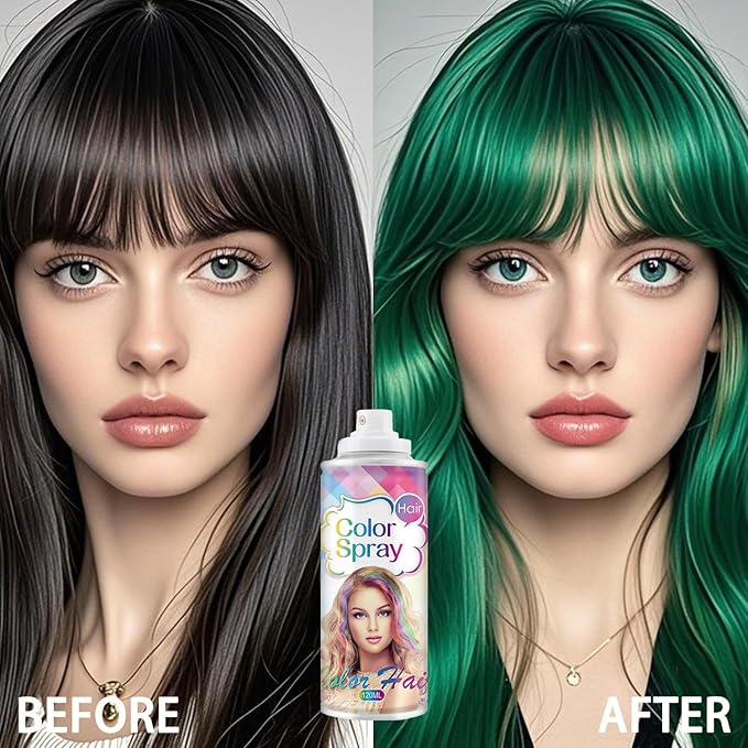 Temporary Hair Color Spray for Women and Girls, Temporary Hair Color Wax, Natural Hair Coloring Strong Style Gel Cream Hair Dye Spray for Halloween, DIY, Cosplay, Party (Green, Large)
