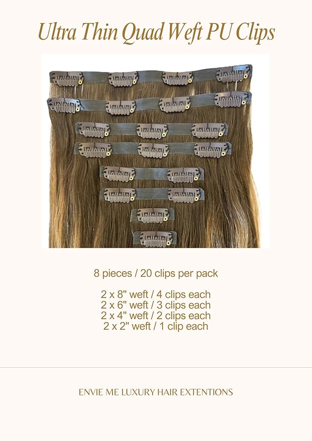Remy Cuticle Intact Double Drawn Real Human Hair Seamless-Invisible Clip Deep Wave Curl Extentions #T2P2/8 Dark Chocolate Brown with Golden Blonde 22 inch 120g 8 pcs
