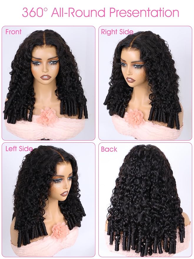 Burmese Curly Wear and Go Glueless Wig Human Hair Curly Texture with Finger Coil Ends Upgrade 9X6 T Part Pre Cut Lace Flip Over Beginner Friendly Wear Go Drawstring Wig 180% Density 28 Inch