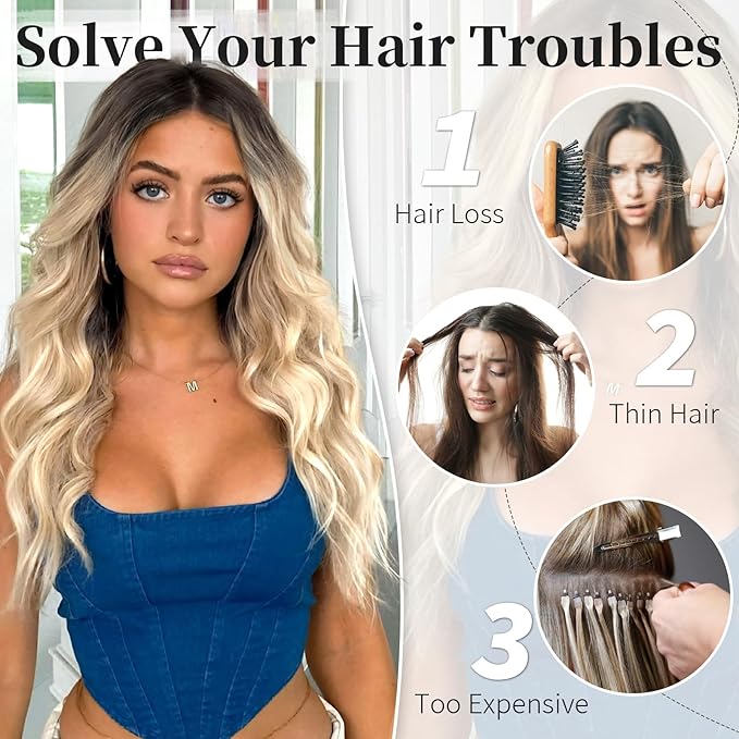 KooKaStyle Invisible Wire Hair Extensions with Transparent Headband Adjustable Size 4 Secure Clips Long Wavy Secret Wire Hairpiece Brown to Blonde mix Highlight 20 Inch for Women