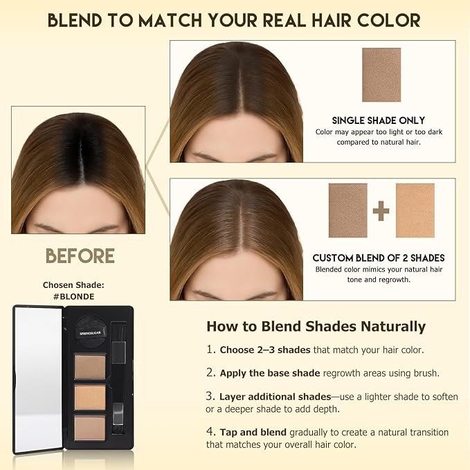 Root Touch Up Hair Color – 3 Color Blendable Hairline Powder for Gray Coverage, Root Cover Up & Thinning Edges – 48H Sweat Resistant, Natural Finish for Women & Men – Blonde
