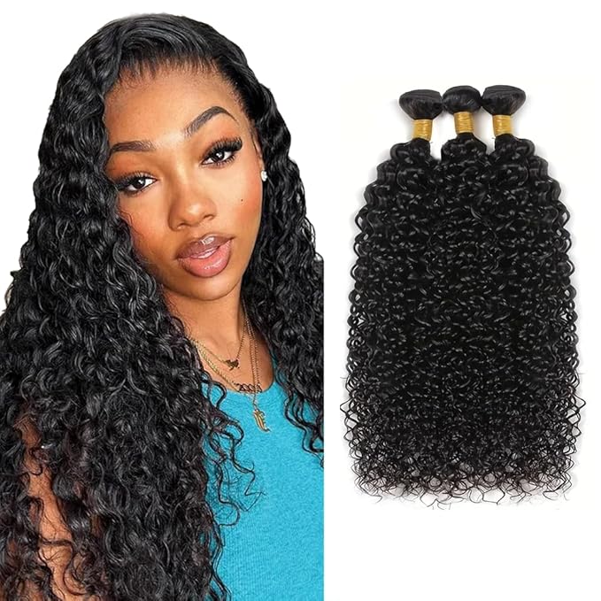 28 30 32 inch Human Hair Bundles Curly Bundles Human Hair #1B Kinky Curly Bundle Quick Weave Natural Black Color 300g