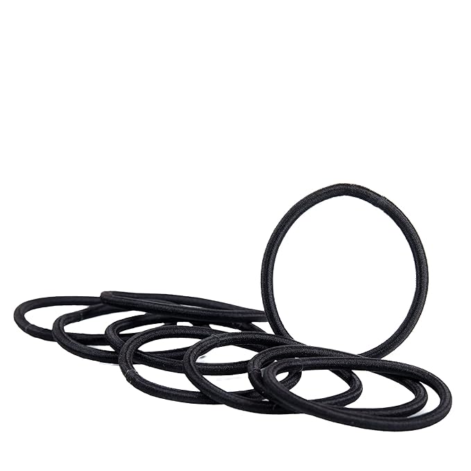 Amazon Basics Pony Tail Hair Ties - Black 4 MM Elastics for All Types, 32 Count