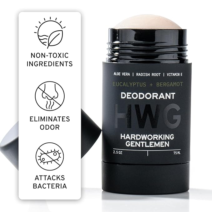 Hardworking Gentlemen - Eucalyptus and Bergamot - Mens Fresh Body Deodorant Stick - All Natural Organic Ingredients including Vitamin E and Aloe Leaf - Made in USA