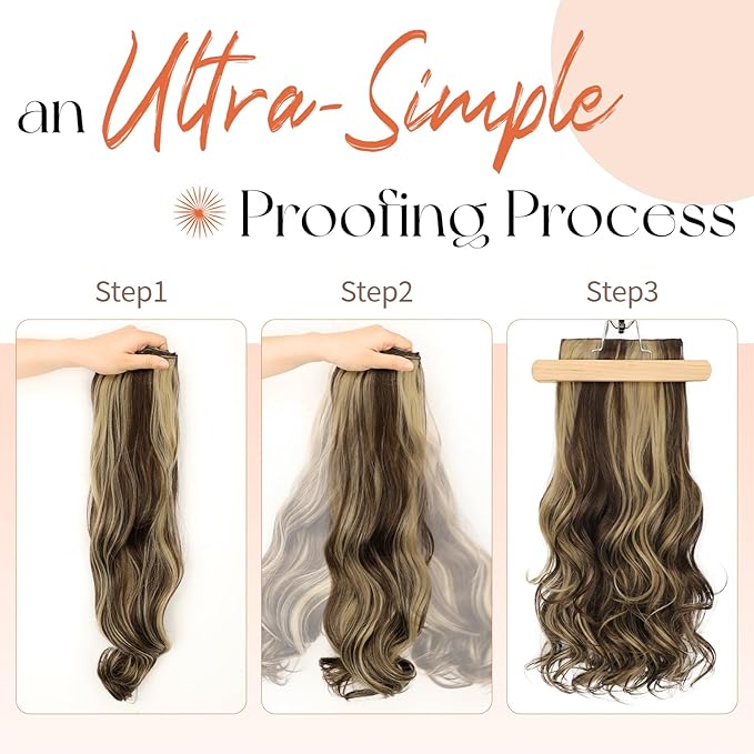 Kookastyle Clip in Hair Extensions 4 pcs Natural Long Synthetic Curly Hairpieces Layered Soft Invisible for Women Balayage Medium Brown to Golden Blonde 20 Inch