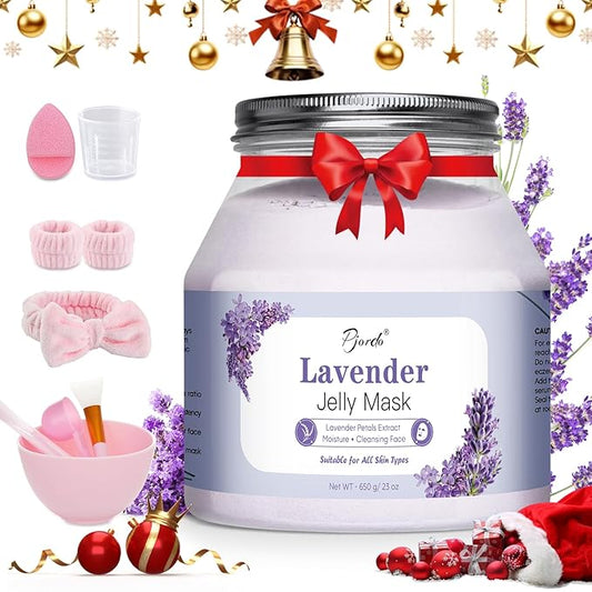 Jelly Masks for Facials Professional, Lavender Jelly Mask Powder with Mixing Bowl Set, Peel Off Hydrojelly Mask for Moisturizing & Hydrating, Spa Use for All Skin, Christmas Gifts for Women
