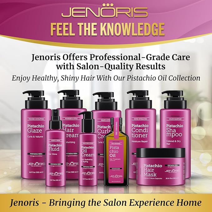 Jenoris Keratin Hair Mask for Dry, Damaged & Frizzy Hair – Deep Conditioning Treatment with Natural Omega 3-6-9 Complex & Pistachio Oil, Salon-Professional, Paraben & SLS Free, 16.9 Fl Oz