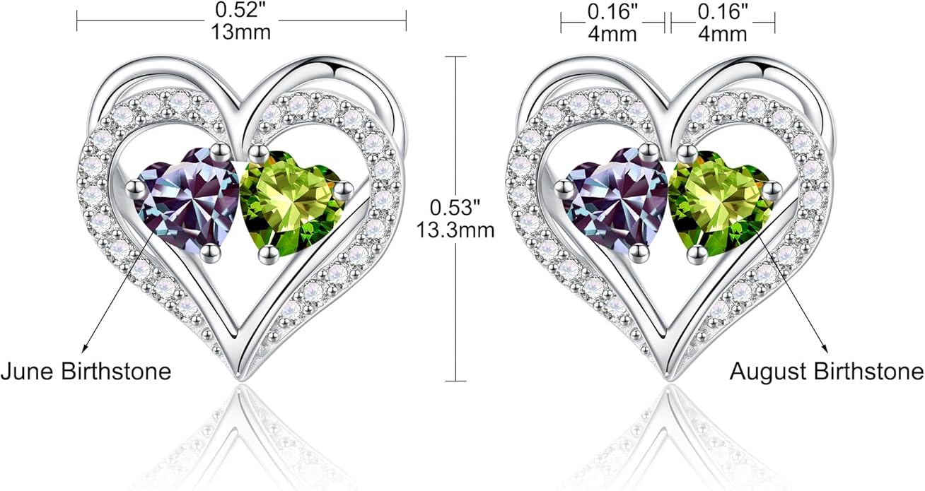 Iefil Christmas Gifts for Women Wife - 925 Sterling Silver Birthstone Earrings, Anniversary Birthday Gifts for Women Wife Girlfriend Mom
