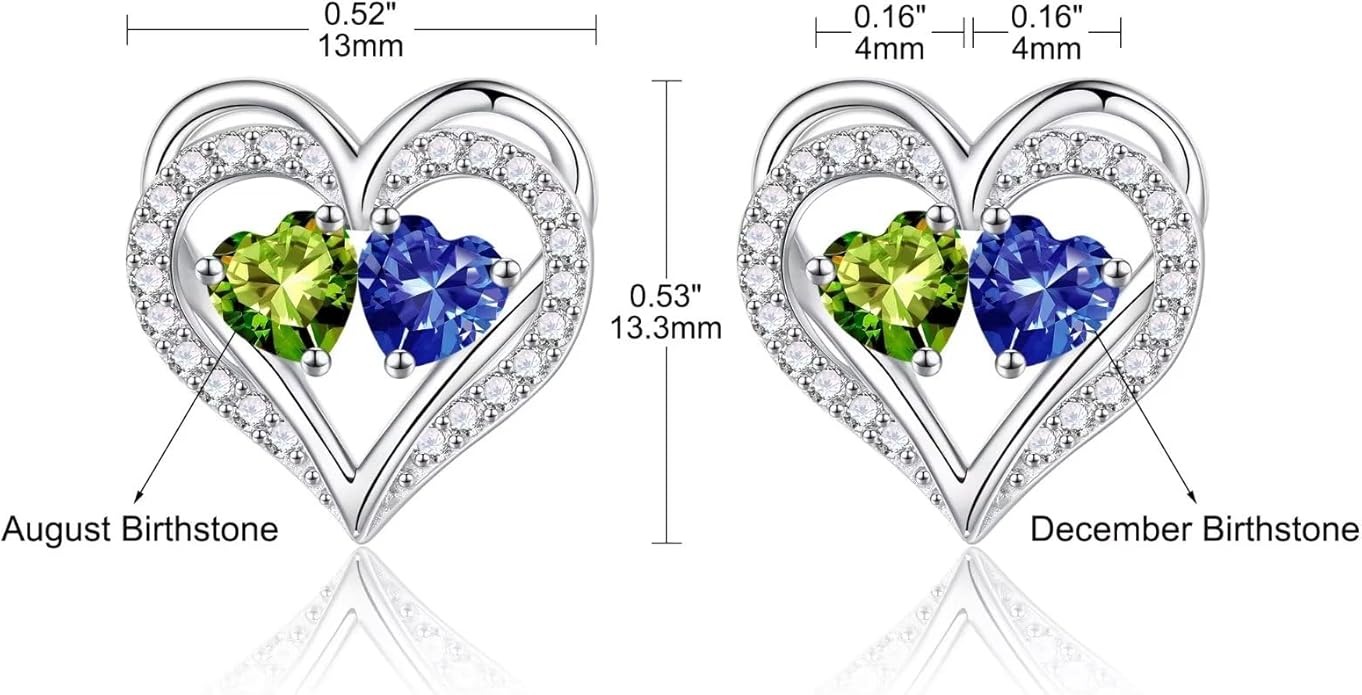 Iefil Christmas Gifts for Women Wife - 925 Sterling Silver Birthstone Earrings, Anniversary Birthday Gifts for Women Wife Girlfriend Mom