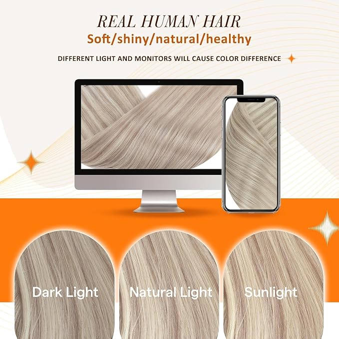 Full Shine Clip in Hair Extensions 16 inch 140g 8Pcs Seamless Clip in Hair Extensions Human Hair Ash Blonde Mix Platinum Blonde Remy Hair Clip ins