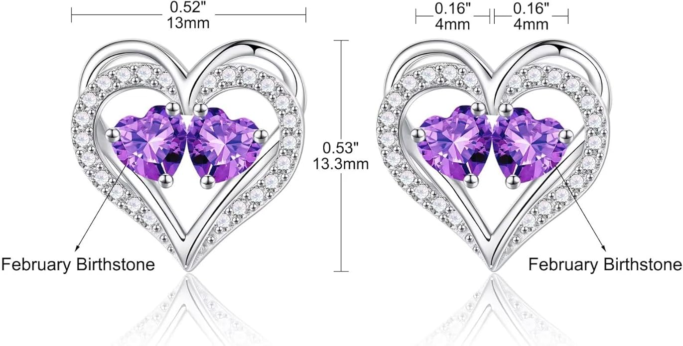 Iefil Christmas Gifts for Women Wife - 925 Sterling Silver Birthstone Earrings, Anniversary Birthday Gifts for Women Wife Girlfriend Mom
