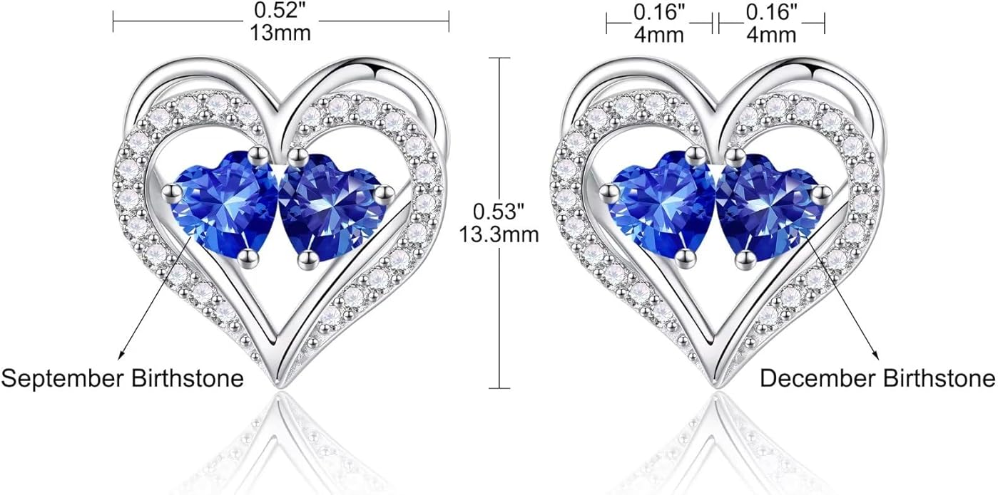 Iefil Christmas Gifts for Women Wife - 925 Sterling Silver Birthstone Earrings, Anniversary Birthday Gifts for Women Wife Girlfriend Mom