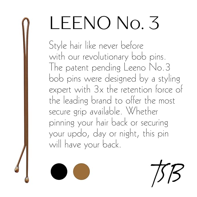 TSB Leeno No.3 Bronze Bob Pins Set of 30 – 3.0 Inch Bob Pins Designed by Styling Experts for Firm Hold – 3X Retention, Slideproof, Extra Durable, Premium Quality – Revolutionize Your Hair Style