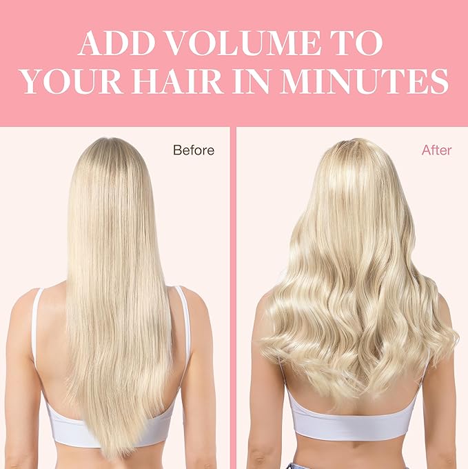 GOO GOO Clip in Hair Extensions Real Human Hair, Remy Human Hair Extensions Clip ins for Women, Natural Human Hair, 14inch 120g 7Pcs, 18A/613A Dark Blonde Highlighted Bleach Blonde