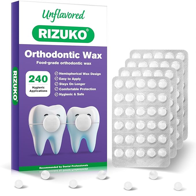 Orthodontic Wax for Braces - 240 Dental Wax Dots | Hygienic Individual Wraps, Unflavored