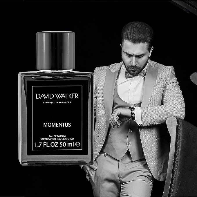 David Walker Momentus Fragrances | Long-lasting perfumes for men | Mandarin, Lemon, Bergamot, Cinnamon, Clove, Coconut, Peach, Apricot, Plum | 50ML / 1.7Oz (Pack of 1)