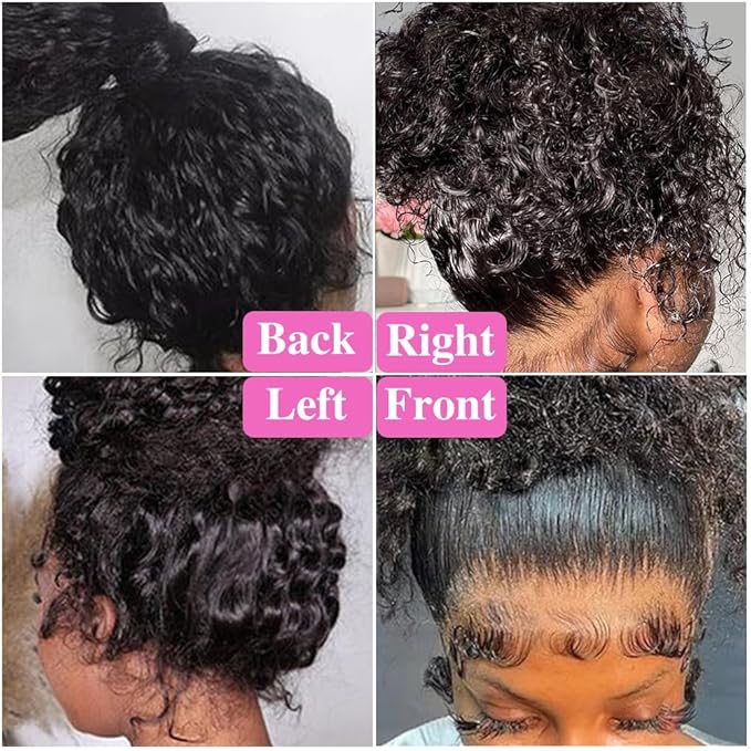 Hidden Strap 360 Deep Wave Lace Front Wigs Human Hair 220% Density 360 Glueless Wigs Human Hair with Drawstring 360 Deep Wave Curly HD Full Lace Front Wigs Human Hair Pre Plucked 22 inch