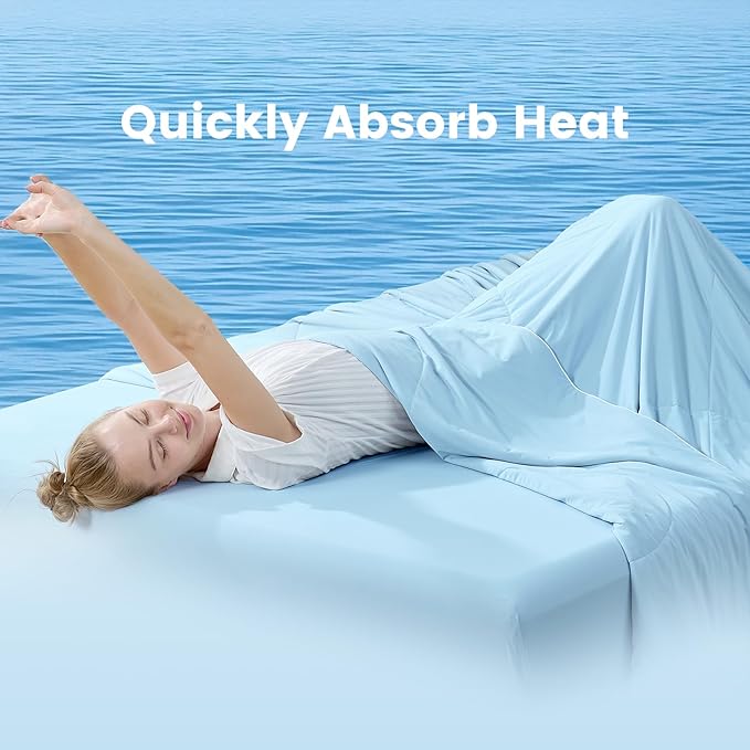 Cozy Bliss Cooling Comforter Twin Size, Cooling Blankets for Hot Sleepers and Night Sweats, Sky Blue Summer Comforter for Twin Size Bed, Breathable Soft Lightweight Silk Smooth