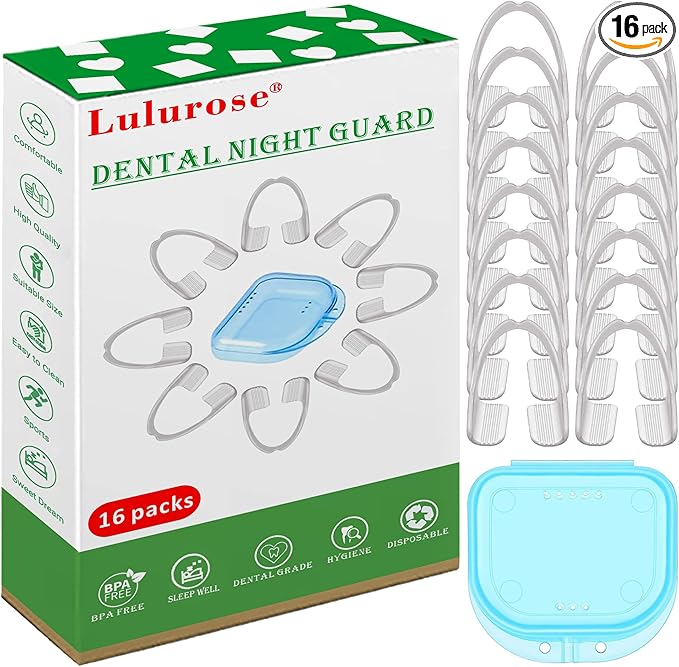 Mouth Guard Teeth Nighttime Protection 16 Count Mouth Guard for Grinding & Clenching Teeth with Hygiene Case | BPA Free Ready to Wear, Sleep Well, Disposable, One Size Fits All