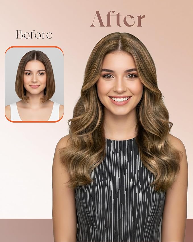 Sunny Hair Butterfly Weft Hair Extensions Human Hair Genius Butterfly Weft Hair Extensions Dark Brown Highlight Caramel Blonde Invisible Hand Tied 16 Inch 80G