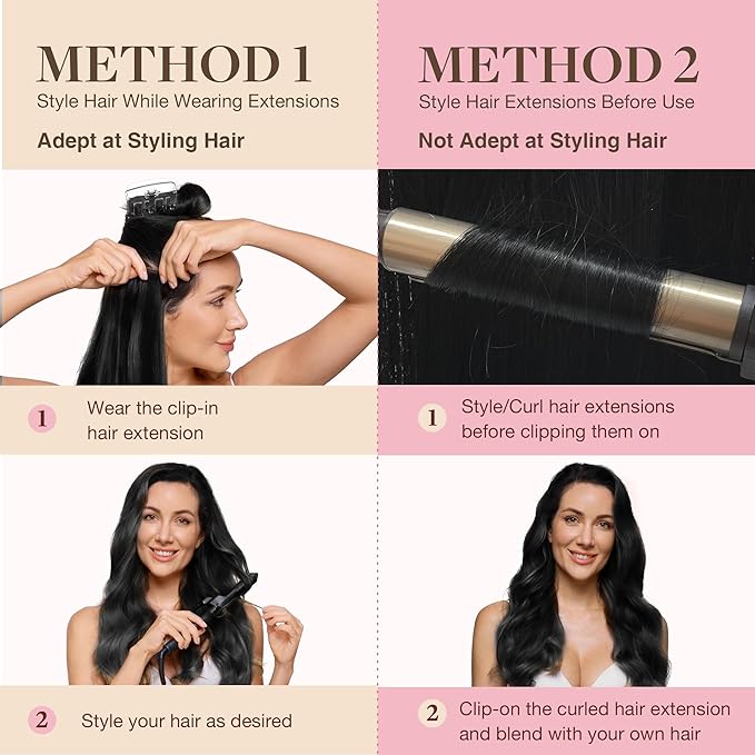 GOO GOO Clip in Hair Extensions Real Human Hair, Remy Human Hair Extensions Clip ins for Women, Natural Human Hair, 16inch 110g 7Pcs, 1B Natural black
